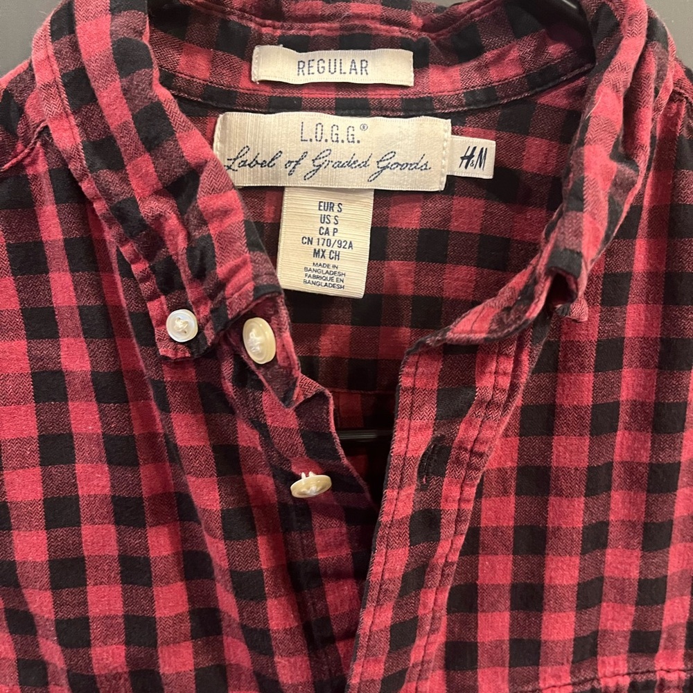 H&M Red and Black Plaid Men's Shirt